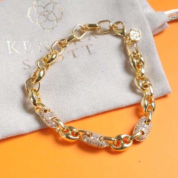 Kendra Scott Jewelry - Kendra Scott Bailey White CZ Pave Chain Bracelet Gold NWOT
